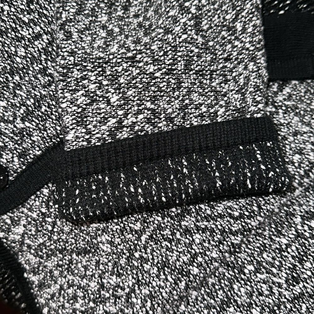 KL XL Two Tone Marbled Black White Boucle Cotton Blend Knit Button Front Jacket - Picture 12 of 15